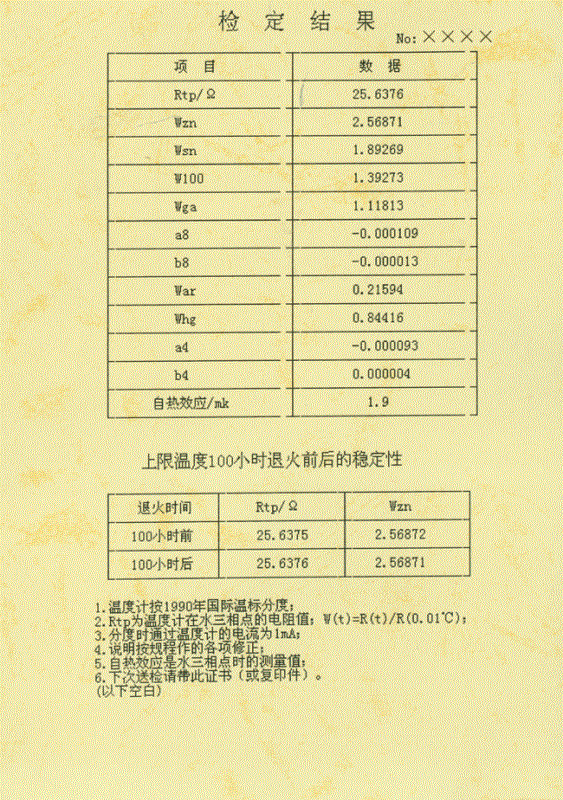 標準鉑電阻溫度計計量檢定數據 標準鉑電阻溫度計計量檢定數據