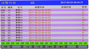 彩色無(wú)紙記錄報(bào)警列表畫面